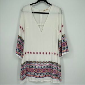 Lemon Embroidery v-neck Dress made in USA